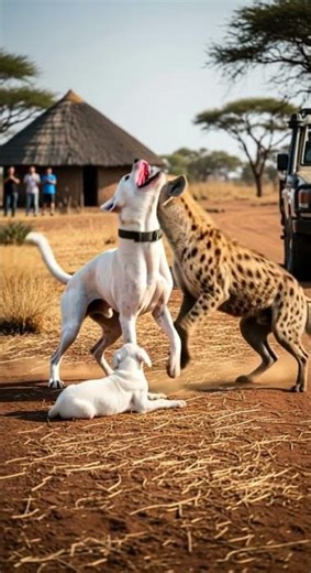 Can the hyena fight back against the dog’s fierce attack tactics #wildlife #animalbattle #nature