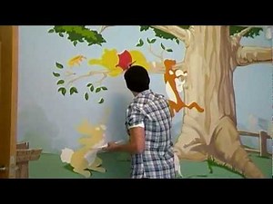 Amazing WINNIE THE POOH bedroom Mural!! Time lapse