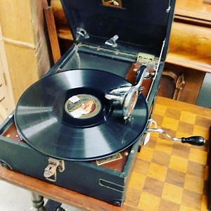 16 reactions · 4 comments | The original #hmvrecordshop boom box! Their old ‘His Master’s Voice’ logo on this 1930s gramophone. In a ‘ready to go’ suitcase  Also Comes with a box of records! £190 . . #gramaphone #letitplay #singsong #hmv | On The Square Emporium | Facebook