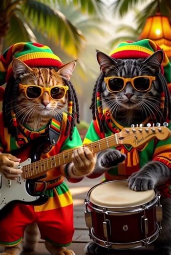 Funny Cats Play Reggae Dub | Rasta Cat Band Jam 2025