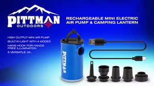 Pittman - Mini Air Pump & Flashlight - The Perfect Small Air Pump for Inflatables, Camping & Travel Vacuum Pump - Tiny Air Pump Inflates & Deflates Pool Floats, Vacuum Bags & Travel inflatables