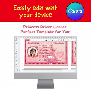 Personalized Princess Driver License Template, Photo ID (digital Download) - Etsy UK