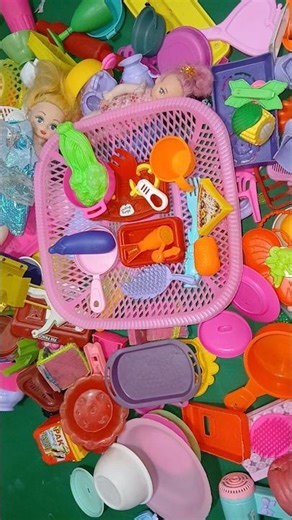 satisfying with unboxing #colr full miniature barbie kitty kitchen cooking 🍳 toys set #shorts