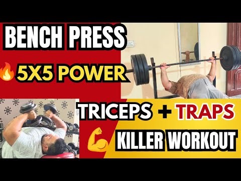 Unstoppable Bench Press Strength Workout 5x5 Power + Triceps & Traps Finish💥