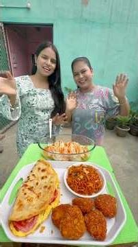 😋Cheesy Momos🥟,Chowmein🍝,Egg Taco🌮& kurkure potato triangle🤤| Mom channel‪@AnneMomTaste‬ #shorts
