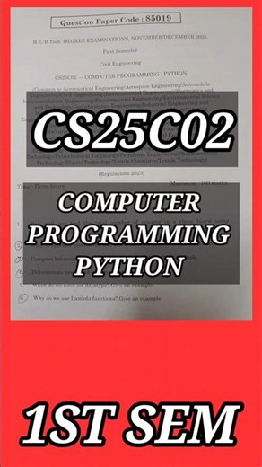 Computer Programming Python(CS25C02)#annauniversity#python#cs25c02 #computerprogramming#r2025 #civil