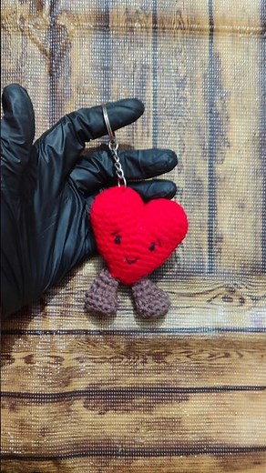 Cute Crochet Heart Keychain ❤️ | Handmade Amigurumi Keychain#crochetkeychain#crochetheart#handmade