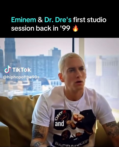 The very first studio session between Eminem and Dr. Dre in 1999 ended up changing hip-hop forever. 🔥 After Jimmy Iovine played Dre a demo tape of a young rapper from Detroit, Dre said he wanted to work with him immediately. Within hours of meeting, the two were in the studio, and the very first beat Dre played became “My Name Is.” Eminem wrote most of the lyrics on the spot, and the track was recorded that same day. Released as the lead single from “The Slim Shady LP”, “My Name Is” went on to