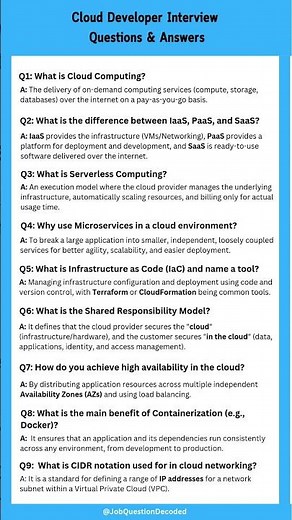 Cloud Developer Interview Questions & Answers #viral