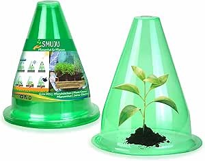【12 Pieces】 Garden Cloches for Plants, Multifunctional Plant Covers Plant Protectors Transparent Bell Jar Cloches to Protect Plants from Birds, Slugs, Frost, Freeze Weather, 7.8" D x 9.4" H, Green