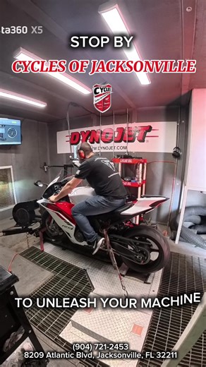 Turn it up and tune it right 🔥🏍️ Dial in your bike on our dyno and feel the difference where it matters most. Come down to Cycles of Jacksonville and put your ride to the test—more power, better performance, real results. 💨💪 #cyclejacksonville #cyclesofjacksonville #dyno #jacksonville