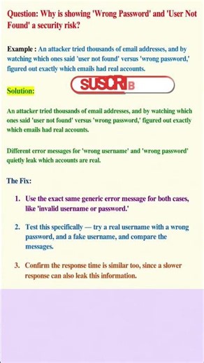Why is showing 'Wrong Password' and 'User Not Found' a security risk?