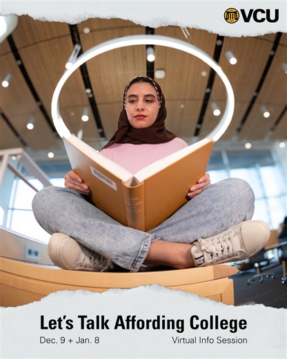 VCU Office of Admissions on Instagram: "Need help understanding college financial aid? 💸 Let’s break it down together. 💛 💻 Register for a virtual info session on Dec. 9 or Jan. 8 for a helpful discussion on navigating financial aid. 🔗 Link in bio to register! #StudentAid #FinancialAid #FAFSA"