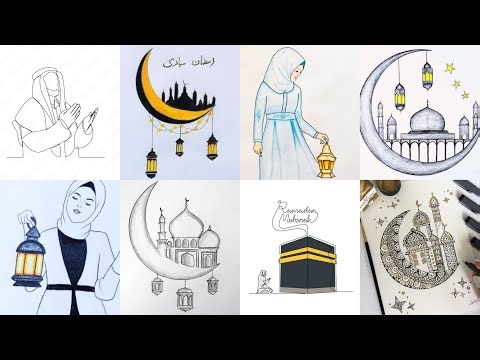 Ramadan drawing for beginners | Easy arts for Ramadan Kareem | Ramadan lanterns drawing.