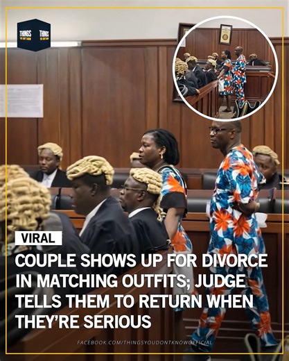 A divorce hearing took an unexpected turn when a couple appeared in court wearing perfectly matching outfits. Instead of seeing tension or distance, the courtroom was met with coordination that suggested the opposite. The judge reportedly felt the couple was not treating the situation with the seriousness it deserved and asked them to return at another time. The unusual moment quickly spread online, sparking debates about respect, symbolism, and courtroom decorum. | Things You Don't Know