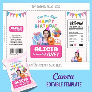 Ms Rachel Chip Bag Template | Canva Editable DIY | Birthday Nutrition Facts, Printable - Etsy
