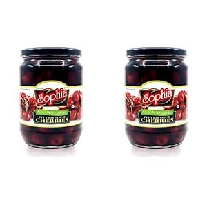Sophia Foods Sour Cherries, Pitted, 24oz Jar (2-Pack) | Tart Cherries in a Jar for Baking, Cocktails, and Snacks | Great for Old Fashioneds | Canned Fruit Garnish & Dessert Topping