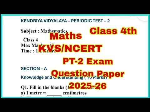 KVS Class 4th Maths PT-2 Exam 2025-26 Sample Paper with Answers.