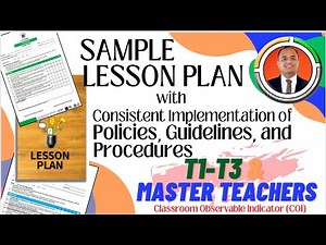 Sample Lesson Plan with Consistent Implementation of Policies, Guidelines and Procedures