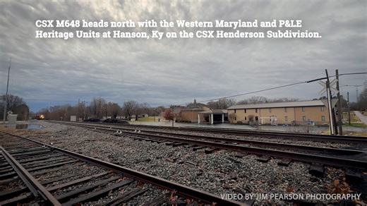 3K views · 154 reactions | CSX M648 heads north with the Western Maryland and P&LE Heritage Units leading at Hanson, Ky on the CSX Henderson Subdivision. | Jim Pearson Photography | Facebook
