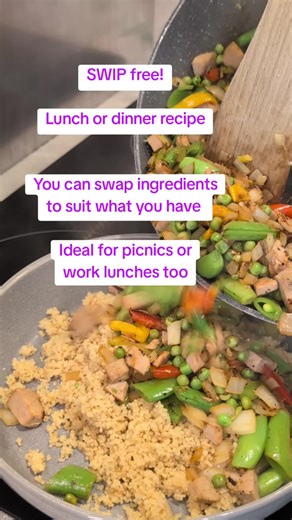 Quick and Easy SWIP free cous cous recipe! I used Roast Pork but you can swap to whatever you have got! #fyp #whatieatinaday #slimmingworld #losingweight #slimmingworlduk