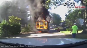 112K views · 2K reactions | SCHOOL BUS FIRE: A bus driver safely evacuated 20 children from a Maryland school bus in Prince George's County before the vehicle burst completely into flames. No children were injured. | ABC World News Tonight with David Muir | Facebook