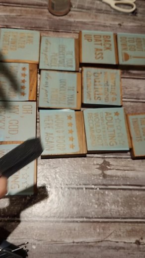 Tiny signs are one of my favorite things to make for craft fairs. Here's the group I made for my last show. Get the SVG in my Etsy shop now. 🔗 in bio. There's more coming soon. #craftfairprep #shelfsitters #shelfsitter #diywoodsigns #diywoodprojects #smallwoodsign #smallcrafts #funnywoodsigns #bathroomdecor #diybathroomdecor #tieredtraydecor