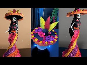 TUTORIAL FACIL//Cómo hacer una CATRINA Elegante de Flores para día de Muertos 💀🌼🏵️