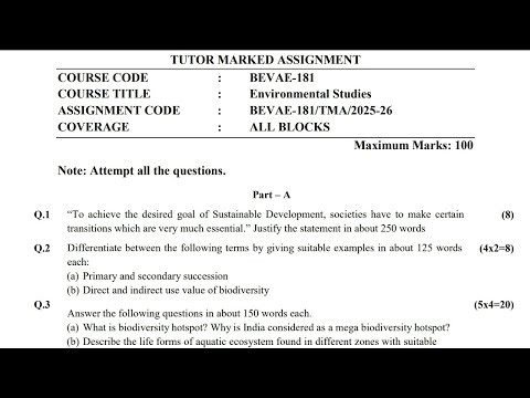 BEVAE-181 BBA Solved Assignment 2025-2026| IGNOU BBA 1st Semester Assignment Solution 2k25 Video