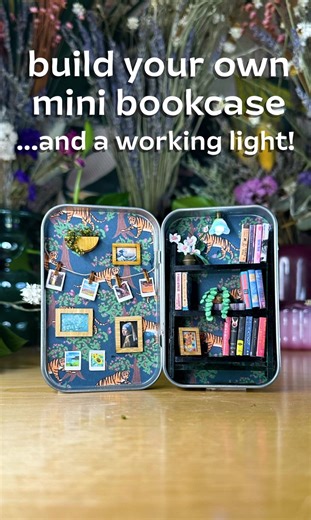 Introducing the DIY mini bookcase kit! If you want to make customizable and tiny libraries of your own, check out the link in bio! 📚 #booktok #tiny #cute #miniature #miniaturemaking #craftkit