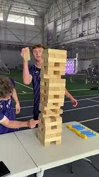 3️⃣ teams. 1️⃣ media day. 1️⃣ giant game of Jenga. #GoHuskies #boardgames