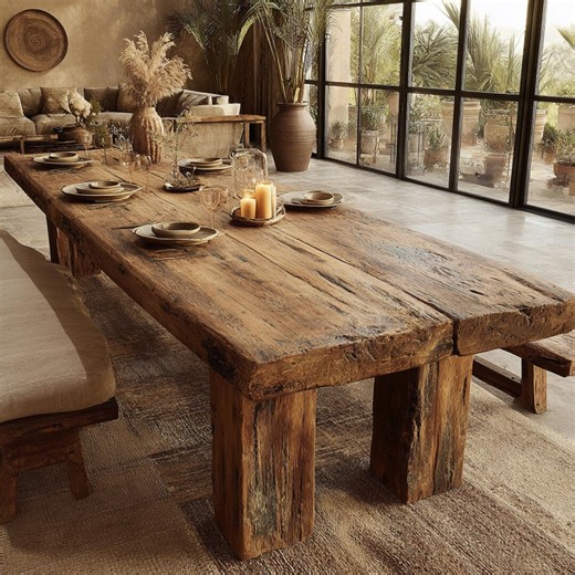 Solid Oak Live Edge Dining Table, Rustic Farmhouse Kitchen Furniture - Etsy