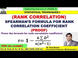 Rank Correlation | Rank Correlation Coefficient Derivation | Spearman Rank Correlation Coefficient