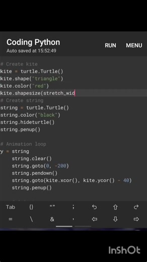 flying kite 🪁 python code using turtle animation#coding #python #computerscience #correctcoding
