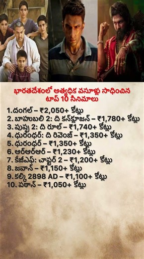 Top 10 Highest Grossing Indian Movies of All Time | Dangal to Kalki 2898 AD