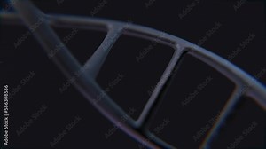Futuristic Rotating White DNA Strand with Genetic Codes and abstract geometry. Seamless looping animation of rotating DNA strands. Animation rotation of model DNA spiral
