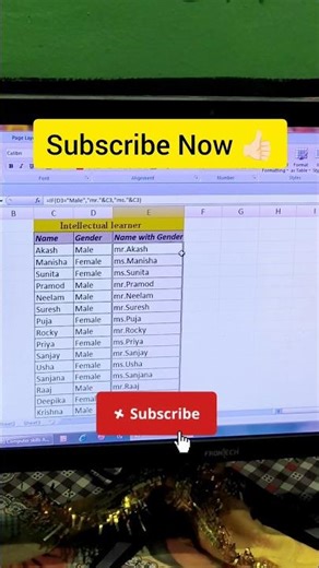 How to Add "Mr." and "Ms." in Excel sheet 😎||Advance Excel 🔥|| #shorts #excel #exceltips #computer ‪