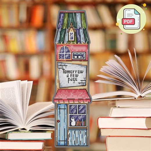 House Bookmark Cross Stitch Pattern: Beginner Needlepoint (PDF Download) - Etsy