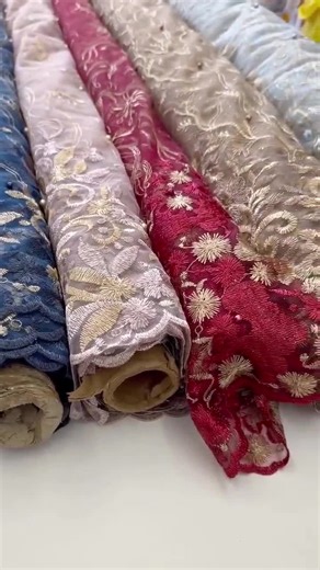 Embroidered Lace Fabric by the Yard, Floral Embroidery With Pearls on Mesh Lace, Scalloped African Lace for Gowns, Tablecloths, Costumes - Etsy