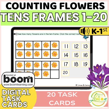 Spring Math Ten frames to 20 Digital Boom™ Cards