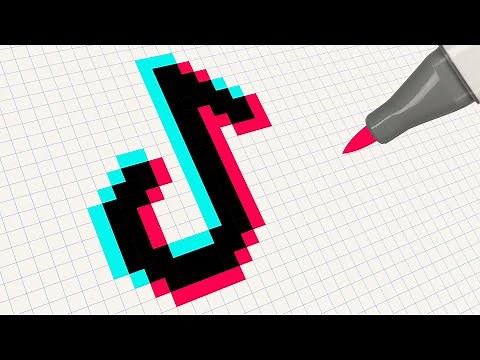 How To Draw Tik Tok Logo Pixel Art | Drawing TikTok Step By Step Tutorial