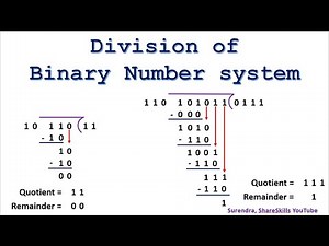 Division of Binary Number System from basic rules with examples in easiest and simplest method
