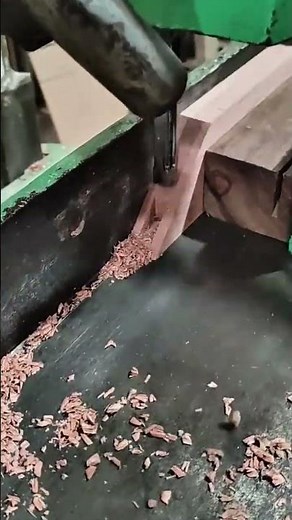 Cutting a Precise Mortise Joint in Hardwood Using a Professional Mortising Machine for Woodworking
