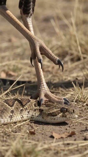 Secretary Bird's Lightning-Fast Kick vs. Rattlesnake! 🦅🐍