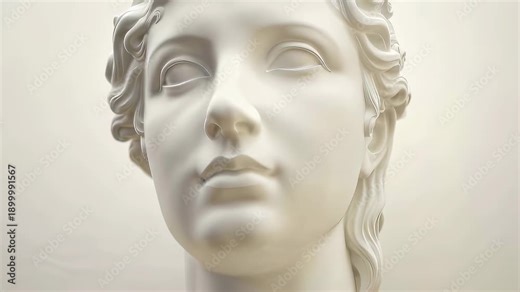 White classical alabaster statue of woman in different angles, cloud dancer sculpture for art and history concept