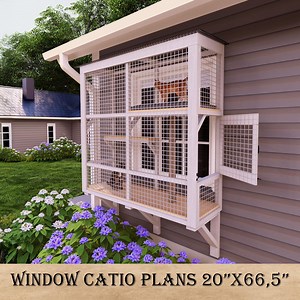 DIY Window Catio Plans, Outdoor Cat Enclosure With Scratching Post & Entry Door, Dual Functional and Ventilated Design for Happy Indoor Cats - Etsy UK