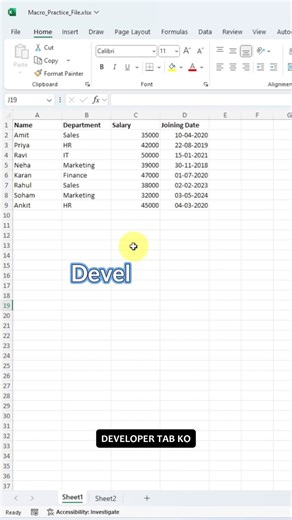 Stop doing the same work again and again in Excel ❌ Enable the Developer Tab, record a Macro, and let Excel do the work for you automatically ⚡ No coding, no stress — just smart automation. Perfect for beginners who want to save time and work like a pro 💻🔥 #ExcelTips #MacroRecording #ExcelAutomation #LearnExcel #OfficeProductivity | Ather Naqvi