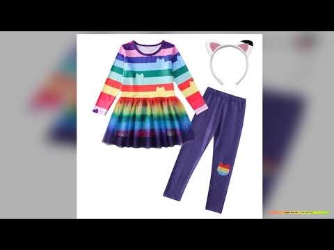LZH Gabbys Dollhouse Girls DressesPants Sets Autumn Clothes Children Cats Cosplay Costume Kids Birt