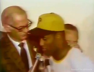 Today In 1971: Pittsburgh #Pirates legend Roberto Clemente takes a moment to speak Spanish for his parents back at home in Puerto Rico during his interview with Bob Prince after winning the World Series! #MLB #Baseball #History #Inspiration #Postseason #WorldSeries | Baseball by BSmile