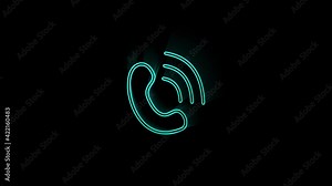 Phone icon. Telephone icon on neon sign. Night bright advertisement. Motion graphics.